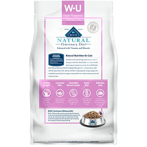 Blue Buffalo Natural Veterinary Diet W+U Weight Management + Urinary Care Dry Cat Food, Chicken 6.5-Lb Bag #TOP6