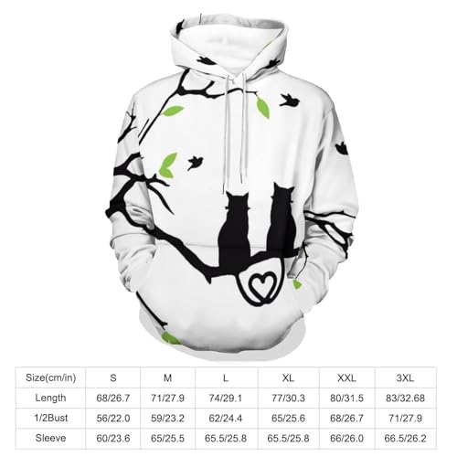 Sweat Capuche Imprimé Arbre Et Chat Pull Manches Longues Doux et Confortable S - 2