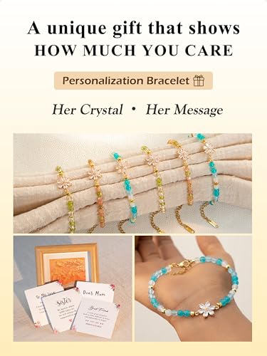 SENLLY Natural Stone Bracelet, Meaningful Gift for Women Crafted with Crystal Flower, Adjustable for Mom Daughter Sister Wife Friend — view 2