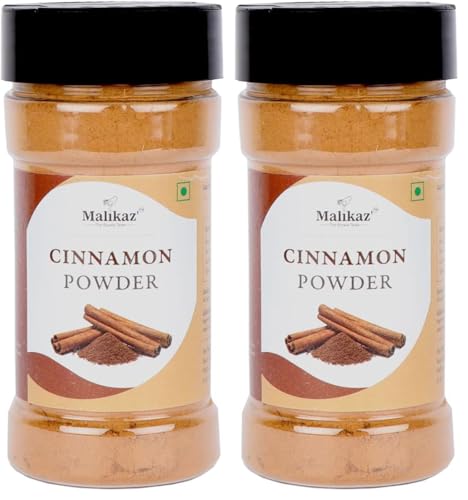 Image of Malikaz' The Royale Taste Cinnamon | Dalchini Powder Jar, 100 Gram | Piquant | 100% Natural | No Additives | Sweet Aroma | Warm Taste | Easy To Add A Wondrous Flavor Profile To Your Dish (Pack of 2)