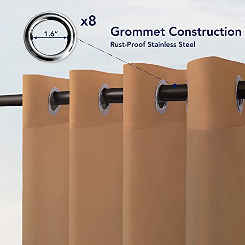 Purefit Sheer Outdoor Curtains For Patio Waterproof  Weatherproof, Fade Resistant Outside Voile Curtains For Gazebo, Front Porch, Pergola, Sun Filtering Privacy Curtain, 54 X 108 Inch, 1 Panel, Brown #TOP3