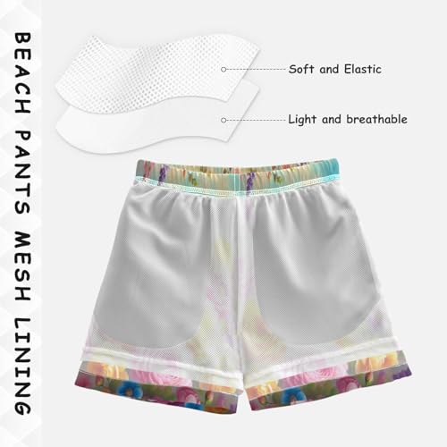 Flower Colorful Boys Swim Trunks Quick Dry Toddler Swimsuit Boy Swimwear Bathing Suits Board Shorts XL4