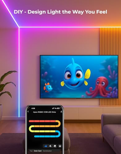 Image of Apex LED Strip Light (5m /16.4ft), Smart LED Lights Compatible with Alexa and Google Assistant, WiFi App Control Segmented DIY Multiple Colors, Music Sync Light (RGBIC COB LED Strip Light)
