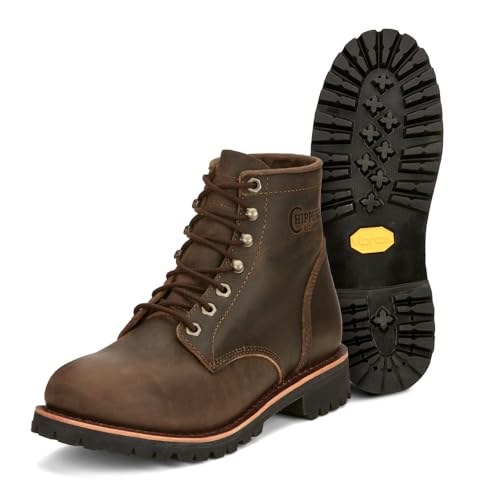 Chippewa Classic 2.0 Men's Work Boots - Soft Toe Heritage Leather - Orthotic Comfort Footbed - Full-Grain Upper - Oil & Slip-Resistant Vibram Outsole - Chocolate Apache - 10 Wide by Chippewa - Used condition - US$190.03
