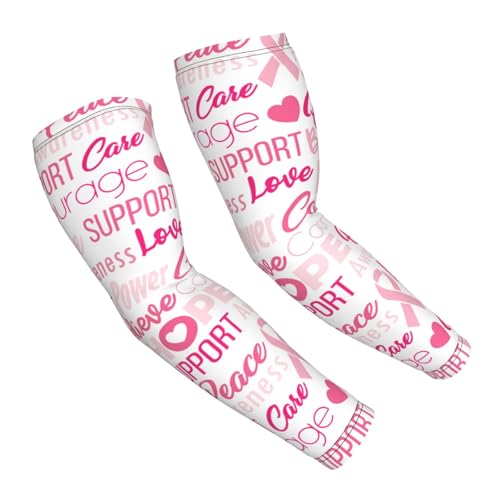 Salelf Breast Cancer Pink Ribbons Awareness (2) Arm Sleeves Cooling UV Sun Protection Sports Compression Sleeves for Men Women Golf Basketball Arm Sleeves