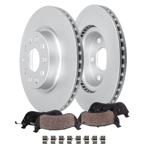 Image of Detroit Axle - Front Brake Kit for Jeep 2018-2023 Wrangler [Brake Code BRY] | Disc Brake Rotors Ceramic Brake Pads with Hardware 2019 2020 2021 2022 Replacement 12.99 inch inch Brake Rotors
