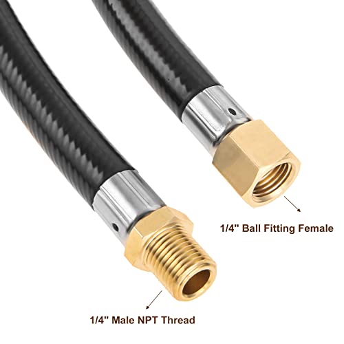 25ft Propane Hose Extension with G1/4" Female Ball Flare & 1/4" Male NPT Thread – High Pressure 350 PSI LP Gas Line Hose with All-Brass Fittings for RV, Grill, Torch, Heater, Turkey Fryer (5/16" ID) by Hicello - Image 2