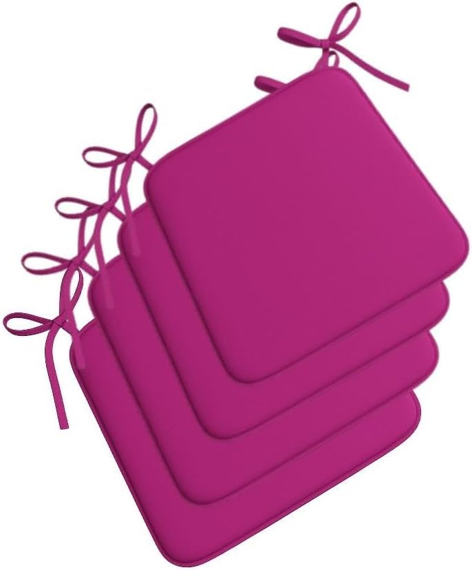Chair Seat Pads with Ties 38x38x3cm Memory Foam Seat Cushion Non Slip Chair Pad for Dining Chairs Kitchen Office Garden Outdoor Indoor Seat Cushions Square Chair Cushion (Plum, Set of 4)