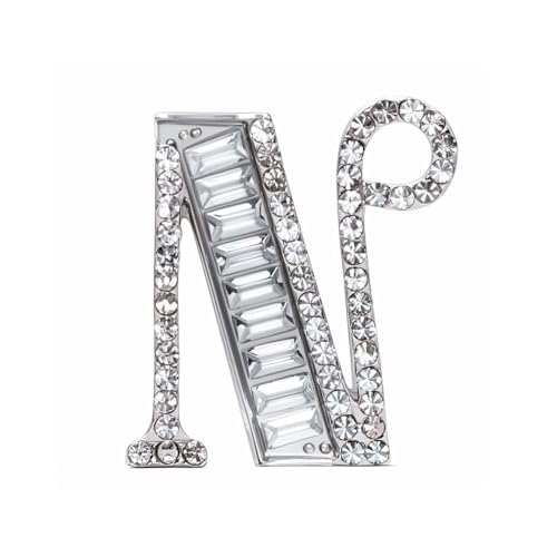 Image of Letter Brooch Pins Initial Rhinestone Brooch for Women Crafts, Silver Plated Metal A-Z 26 Letters Rhinestone Crystal Lapel Pin Brooches