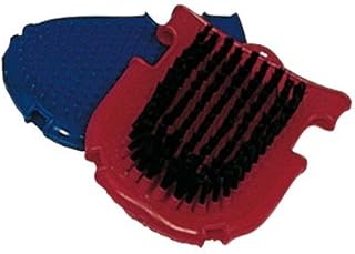 rubber grooming glove - with bristles - red