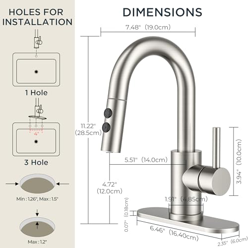 FORIOUS Pull-Down Single-Hole Bathroom Faucet - 33.57 w/ Code + Prime Savings + 33% Off Code ORIGINAL - image 2