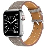 LUCO LAVAI コンパチブル アップルウォッチ バンド レディース レザー 42mm 40mm 41mm 38mm コンパチブル Apple Watch バンド 革 男女兼用 おしゃれ 交換ベルト for iWatch se3/se2/Series11/10/9/8/7/6/5/4/3に対応(42mm(Series11 10)/41/40/38、グレージュ&シルバー)