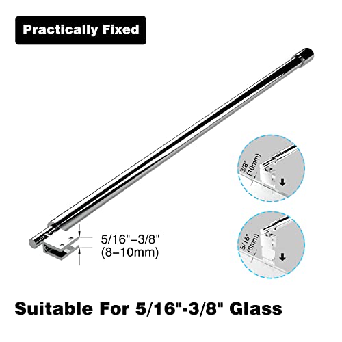 Shower Door Glass Support Bar,27.6'' To 47.2'' Shower Screen Support Telescopic Bar For 5/16" To 3/8" Thick Glass,Wall-To-Glass Support Arm For Fixed Frameless Shower Glass Panel,Polished Silver #TOP5