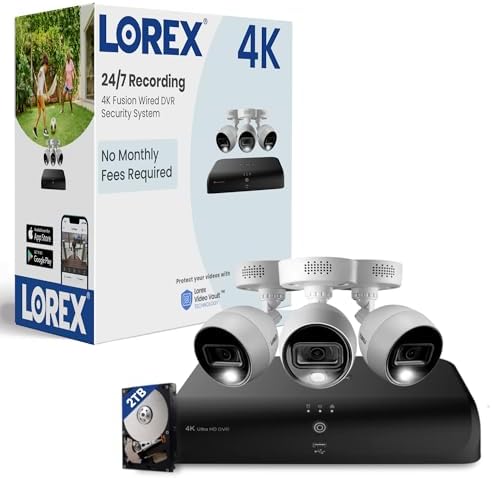 Lorex 4K 8-Channel 2TB Wired Analog DVR System with 3 IndooOutdoor