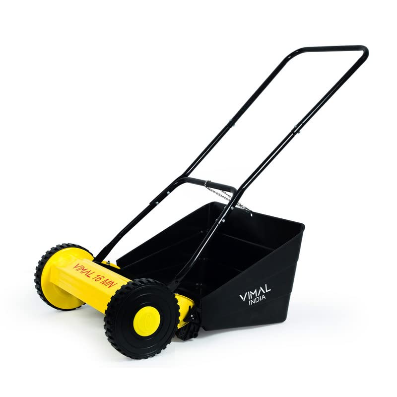 VIMAL 16-Inch Manual Reel Lawn Mower with Grass Catcher – Height Adjustable Push Mower for Garden and Yard – Next-Generation Grass Cutter Machine