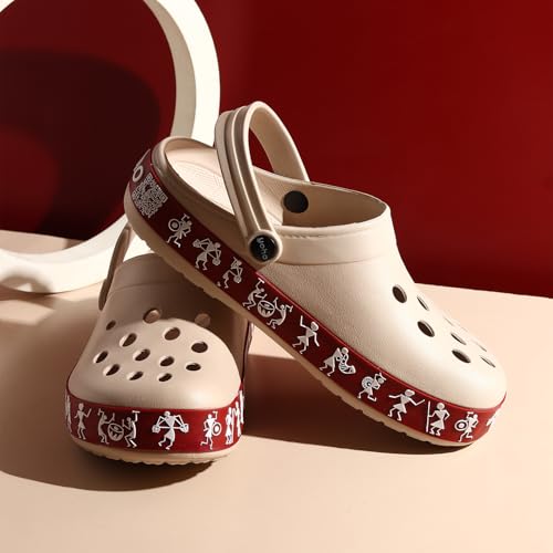 Image of YOHO Hacker Clogs for Women | Waterproof Monsoon Footwear & Rainy Shoes | Tribal Print with Backstrap | 003