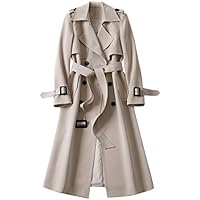 Abrigo largo para mujer con cinturón, elegante, hasta la