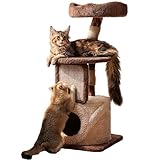 40 Inch Tall Modern Solid Wood Cat Tree Tower for Indoor Cats Large Adult, Sturdy Heavy-Duty Cat Condo with Scratching Post, Perch, Scratcher, Platform, Cozy Hideaway