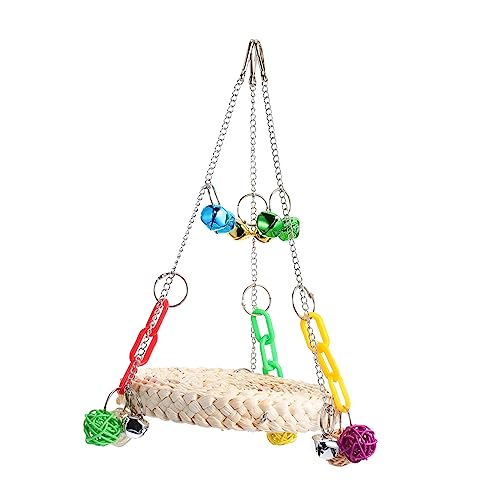 ifundom Parrot Swing Hammock Rattan Balls Bird Cage Chewing for Pet Birds Easy to Hang Indoor Outdoor Safe Rattan Material for Conures Parakeets More