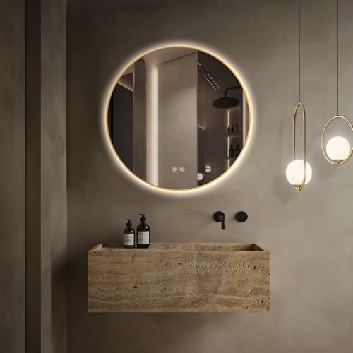 Niccy Round Led Mirror for Bathroom, 30" Backlit Mirror for Wall ...