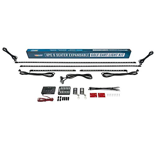 Ledglow 4Pc Expandable Million Color Led 6-Seater Limo Golf Cart Underglow Accent Neon Lighting Kit For Ezgo Yamaha Club Car - Fits 12-Volt Battery - Water Resistant Flexible Tubes #TOP5