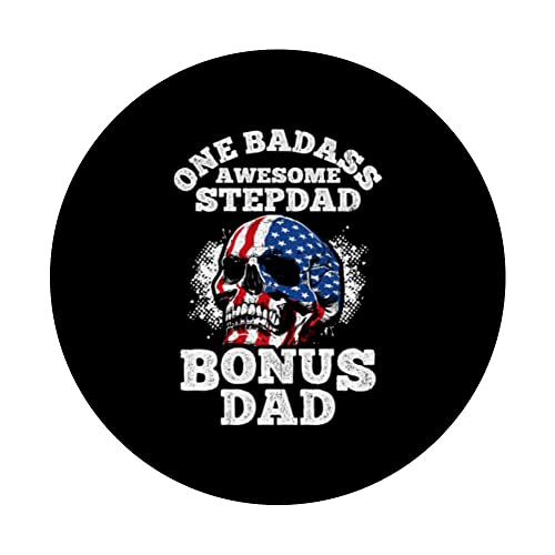 Stepdad Bonus Dad Vintage US Flag Fun Fathers Day PopSockets Swappable PopGrip, Black - Image 3