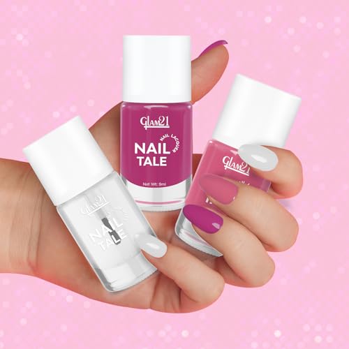 Image of Glam21 Nail Tale- Nail Lacquer|Set of 3|Multicolor|Quick Drying Nail Polish| Glossy Gel Finish Nail Kit | Highly Pigmented & Long Lasting | Chip Resistance|9ml Each|Shade-06
