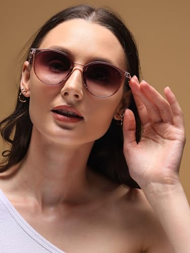 Image of Voyage UV Protected Brown Round Sunglasses for Women