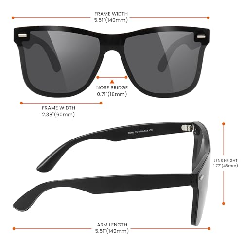 FANGOR Sunglasses Men Polarized Sunglasses for Men and Women, Black Retro Sun Glasses Driving Fishing UV2