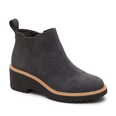 TOMS Women's Maude Wedge Boot, Leather Upper, OrthoLite Insole, Side Zip, Lightweight