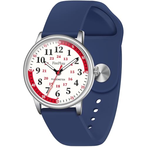 Montre d'infirmière pour professionnels de la santé cadran 24 heures bleu argenté