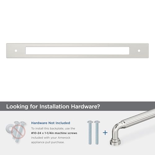 Image of Amerock Medora 12 inch Satin Nickel Backplate | Decorative zinc cabinet hardware backplate designed to complement knobs and pulls while protecting cabinet surfaces