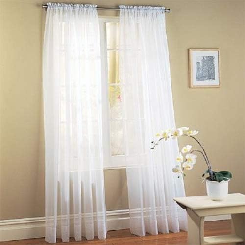WPM Drape/Panels/Treatment Beautiful Sheer Voile Window Elegance Curtains for Bedroom & Kitchen, 60" inch x 84" inch, Set of 2 (White)