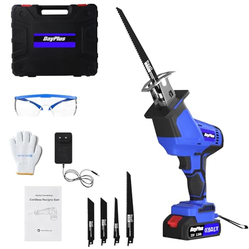 Sega a Gattuccio, 21V Sega alternativa a batteria,Velocità 0-2800SPM, 1500mAh Batterie, 4 Lame, Caricabatterie rapido, Luce LED, Seghetto A Batteria Adatto per Tagliare Legno e Metallo