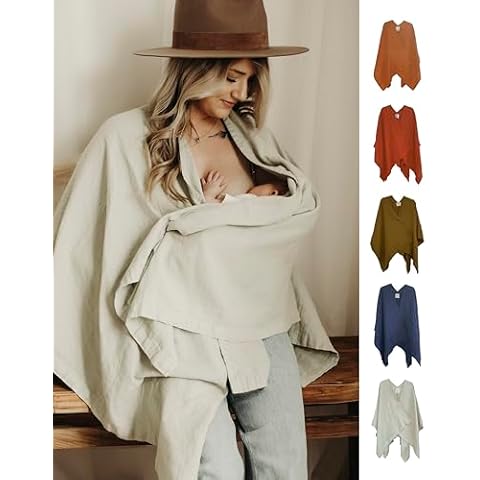 Indi by Kishu Baby GOTS Organic Muslin Nursing Cover Up for Breastfeeding, Breathable Shawl, Scarf, Privacy Nursing Cover for Breastfeeding Moms (Sage) Cover