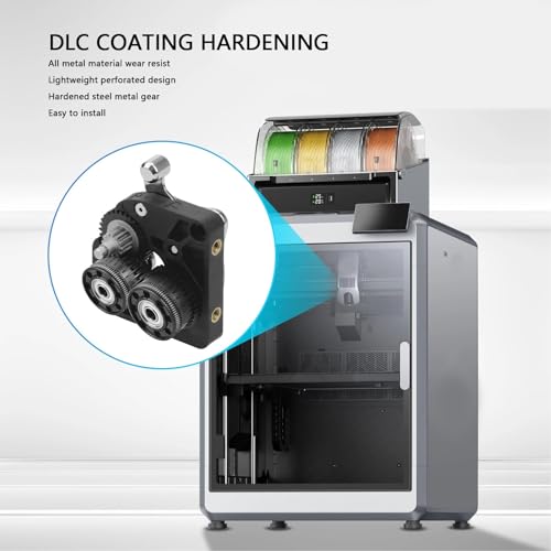 Cheotime K2 Plus All Metal Extruder Gear Kit, Dual Gear Extruder Kit mit DLC Beschichtung und perforiertes Leichtgewichtskompatibilität für K2 Plus 3D Drucker