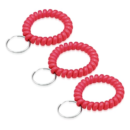 Image of TENOC Spiral Coil Keychain, Anti-lost Key Chain Holder Lanyard Cord for Sauna Outdoor Sports and Gym Pool