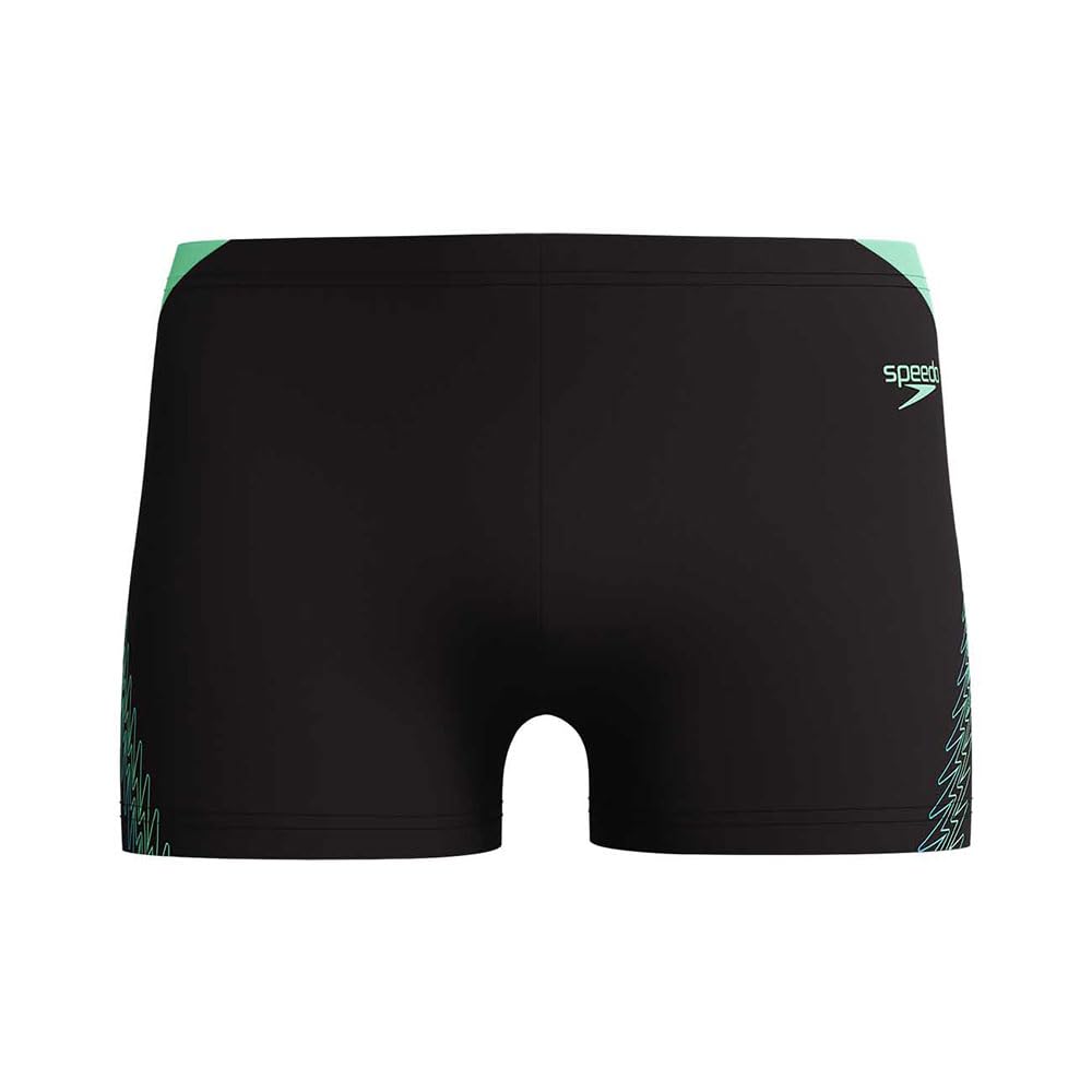 Speedo Męski Hyperboom Splice Aquashort, czarny/zielony lucerna, 40