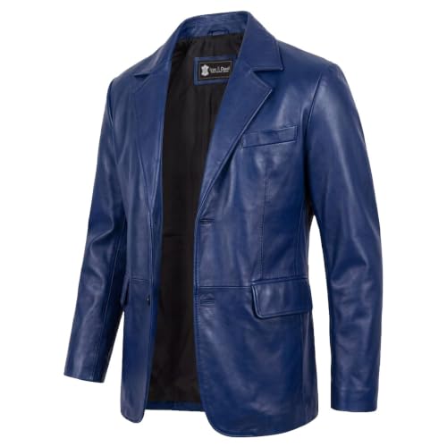 Image of Isaac & David Chicago Lambskin Genuine Casual Wear Leather Blazer Sport Coat Classic Button Closure for Men 2 Button Coat
