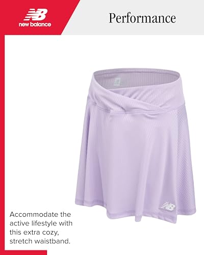 Image of New Balance Girls 2-Piece Performance Short Sleeve T-Shirt & Athletic Skort | Moisture-Wicking Fabric, Keyhole Back, Built-In Shorts Coverage, Elastic Waistband, Tennis & Golf Ready, Sizes 7-12
