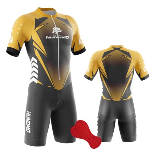 Maillot Ciclismo Hombre - Traje Triatlón Acolchado Mono Racing con Cremallera Entera, Secado Rápido para MTB, Carrera, Natación y Deportes Exteriores (Type-1,XX_l)