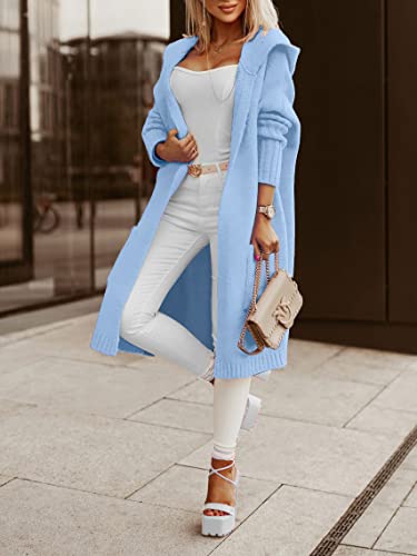 Image of Aoysky Womens Long Cardigans Cable Knitted Open Front Oversized Hooded Outerwear Sweater Coat