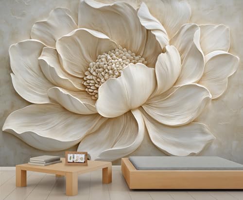 Relief Vintage Flowers Wall Mural, Abstract Oil Painting Style Wallpaper,