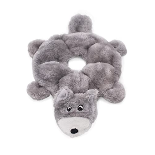 ZippyPaws - Loopy - No Stuffing Squeaky Plush Dog Toy - for Small and Medium Dogs - Wolf, Grey, White, Black, 1 Pack - Image 2