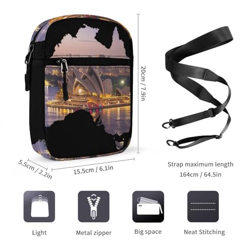 Sydney Opera House Australia Map Women's Cute Small Mini Crossbody Bag Top Zip Sling Square Shoulder Bags2