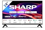 Sharp 24GD2225K 24-Inch HD Ready Frameless Roku Smart LED TV – HDR10, Active Motion 200, AV1 Codec, 3x HDMI, Dolby Digital Plus, Apple AirPlay, Google Cast, Voice Assistant Compatible – Black