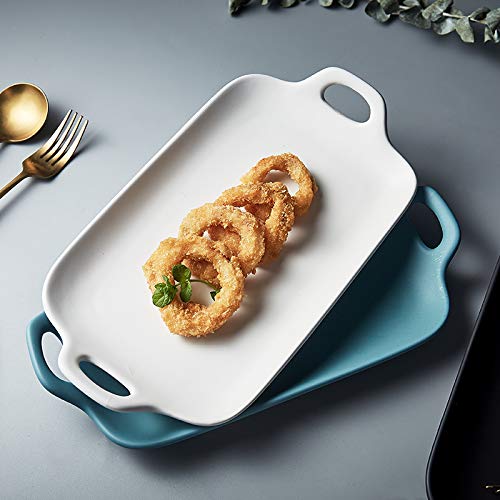 Sophie & Panda Eco Friendly Porcelain Rectangular Serving Platters With Handles - Throw A Stylish Dinner Party - Set of Four 11.6” X 5.9” X .75” Platters For Serving - Thumbnail 3