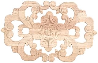 Wood Carved Corner Onlay Applique Furniture Unpainted for Home Door Cabinet Decoration, 30 * 19CM