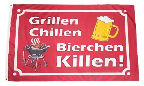 Fahne Flagge Grillen Chillen Bierchen Killen - 90 x 150 cm