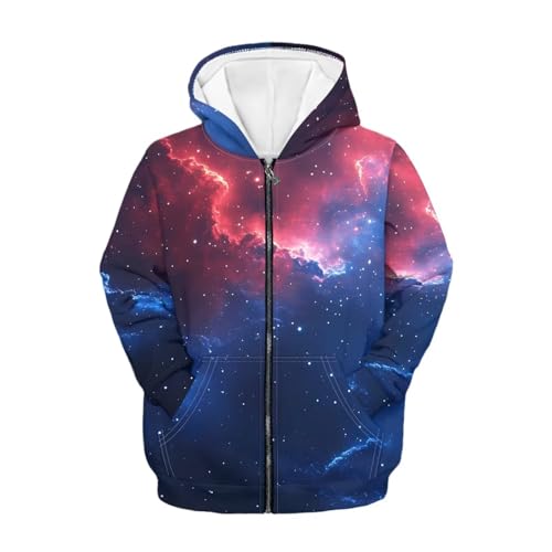 Boy's Long Sleeve Pullover Kid Zip Up Athletic Hoodie Loose Sweatshirt with Kangaroo Pockets Fall Tops with Hood3